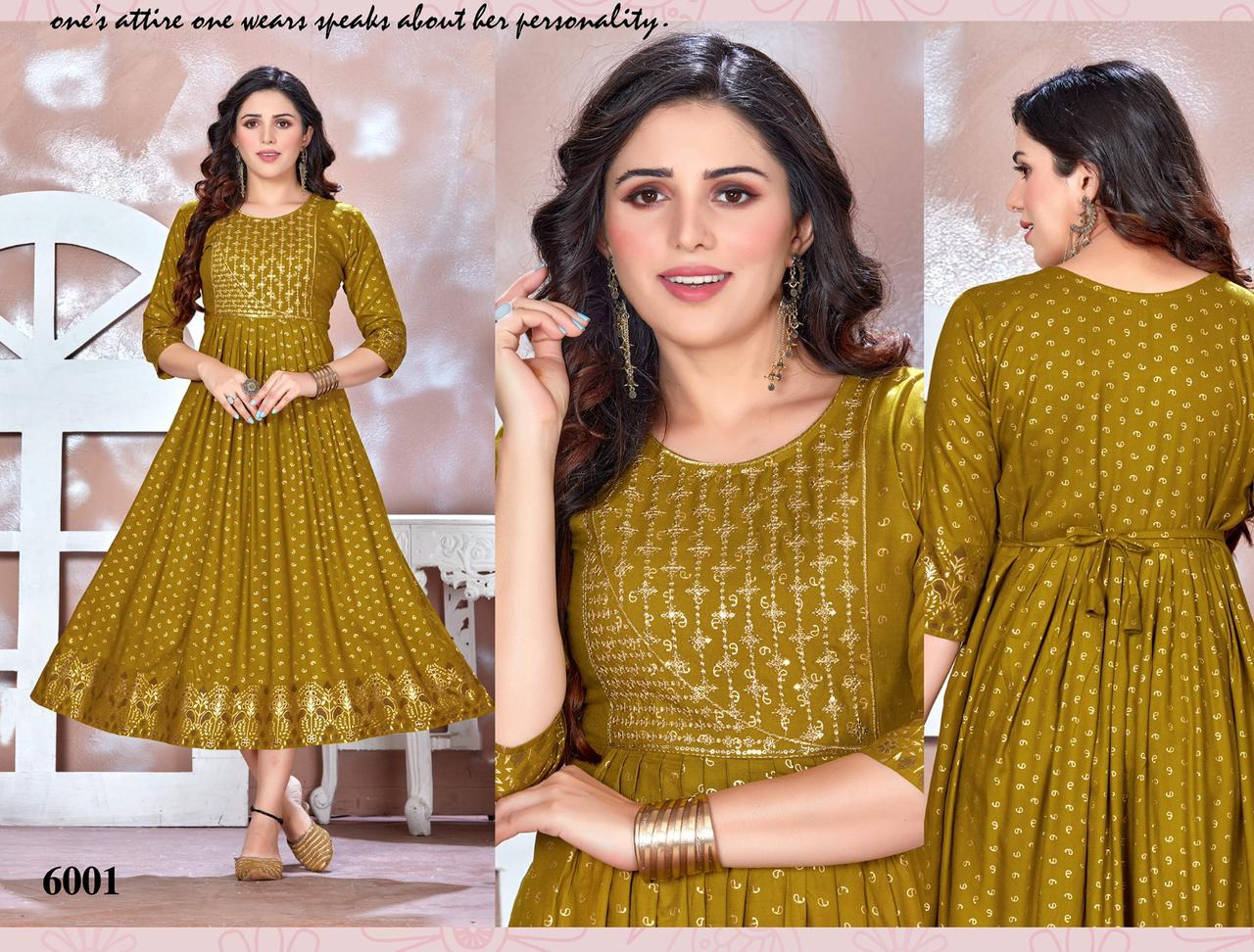 Golden Be Rich 2 Printed Rayon Anarkali Kurtis Catalog
